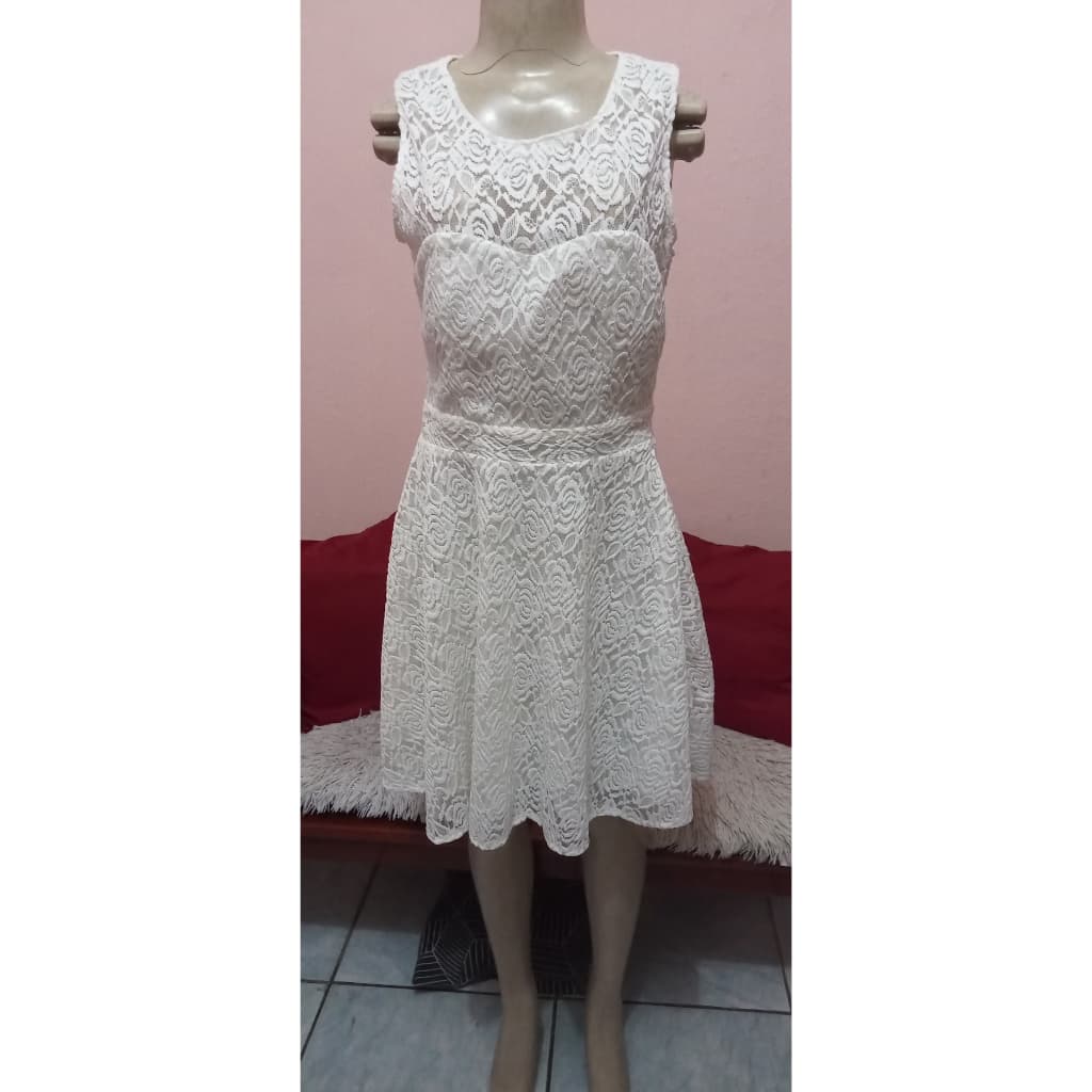 Vestido Feminino  Em Renda Azul com forro/ moda evangélica/  forrado inverno