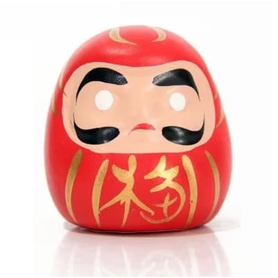 Boneco Daruma Omiyague Buda Amuleto da Sorte em Porcelana