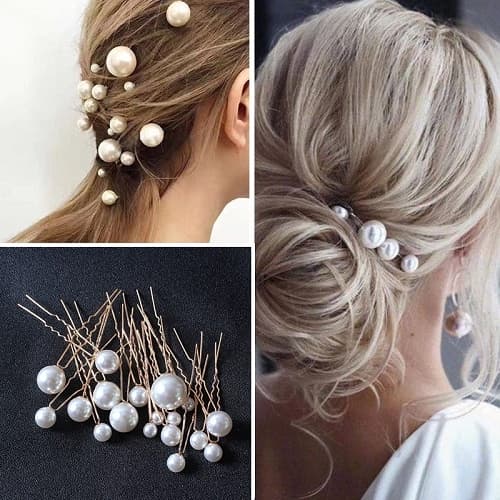 Kit 18 Grampos Pérolas Para Penteado – Noiva, Festa e Casamento – Enfeite Ponto de Luz Para Cabelo