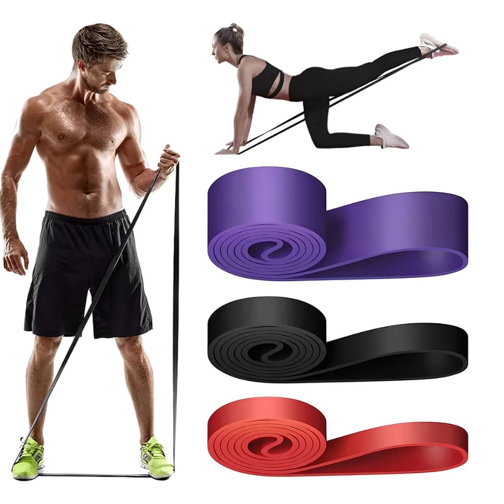 Kit 3 Super Band Elástico Exercícios Academia Treino Resistência Multifuncionais Forte Fisioterapia Pilates