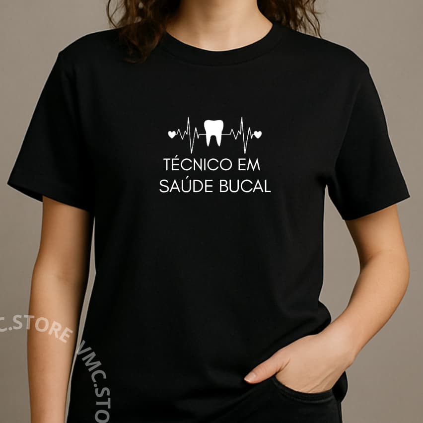 Camiseta Camisa Blusa Feminina T Shirt Técnico em Saúde Bucal Curso Profissão 100% Algodão
