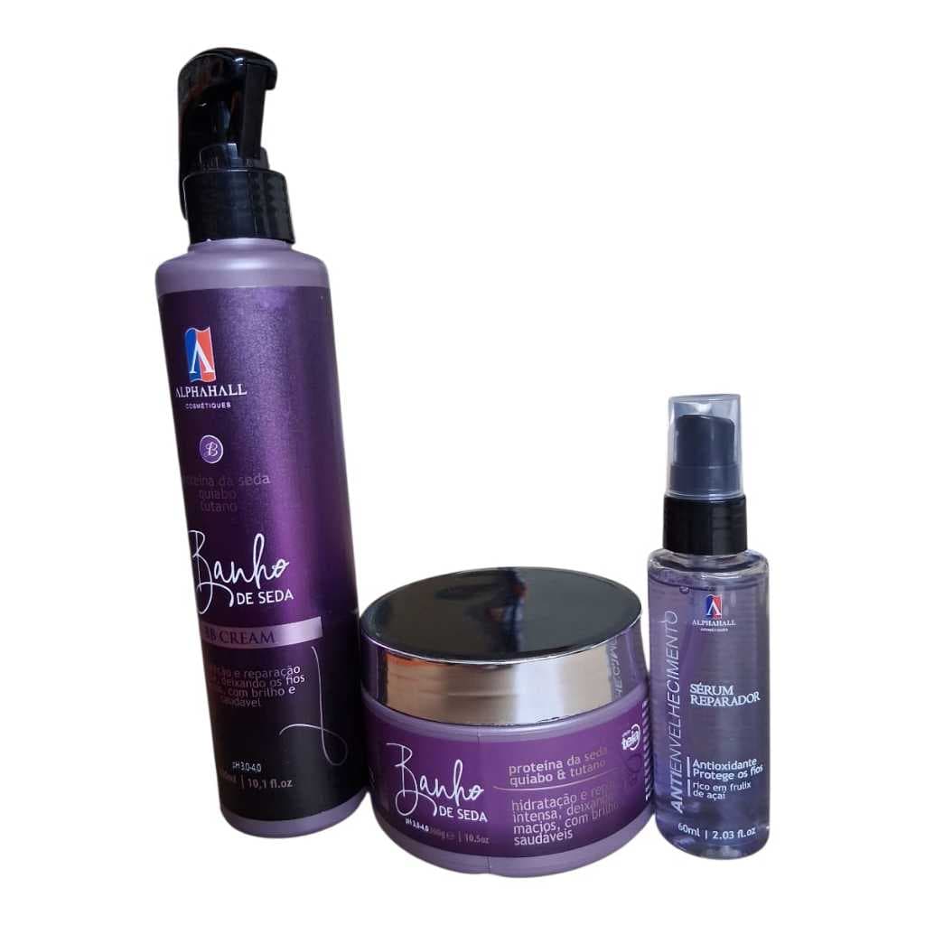 Hidratação  Banho De Seda 300g + Bb Creem 300 Ml+ Sérum Açai 60g
