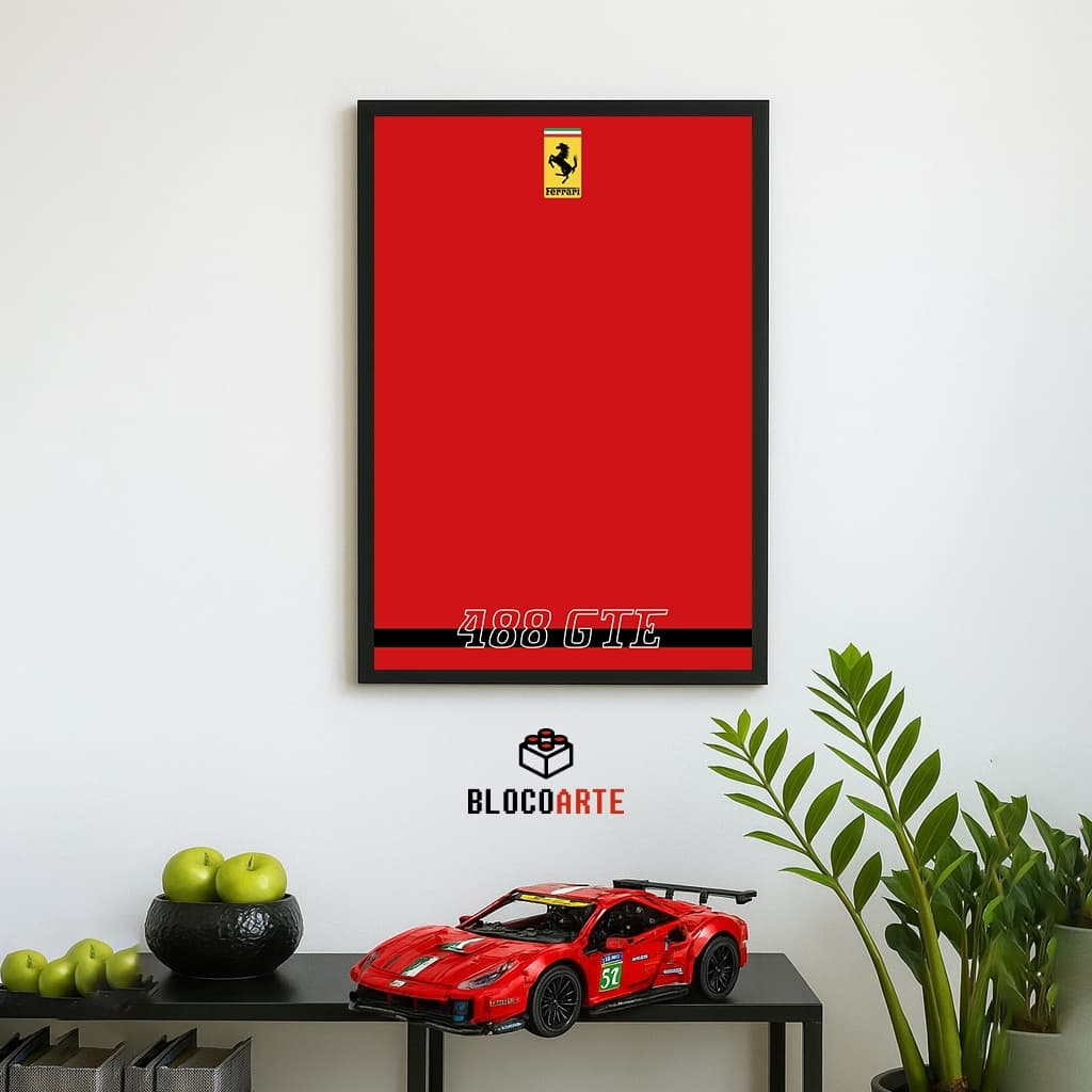 Pôster Ferrari 488 GTE AF Corse #51 LEGO 50x70cm Fosco | Expositor com ou Sem Suporte