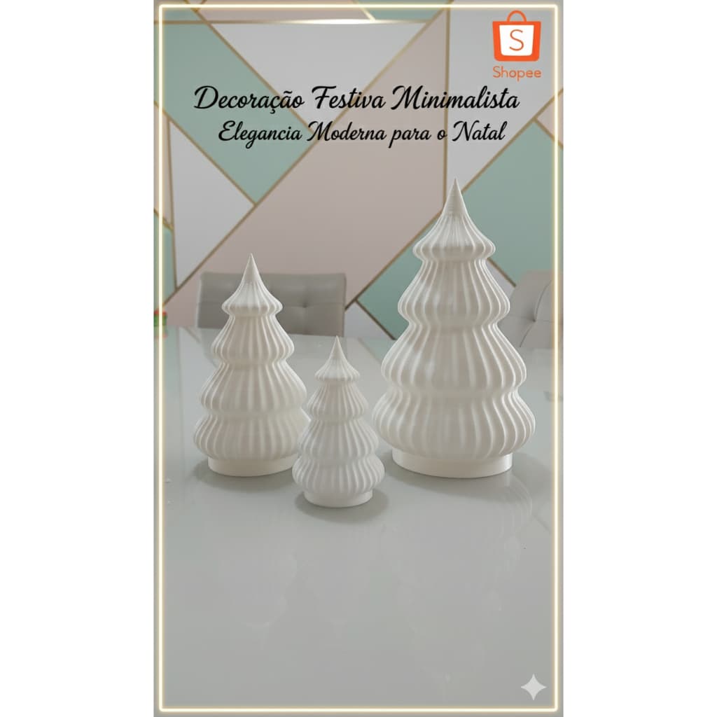 Árvores de Natal Minimalistas 3D | Elegancia e Qualidade | 10cm 15cm 20cm | Decoração de Natal