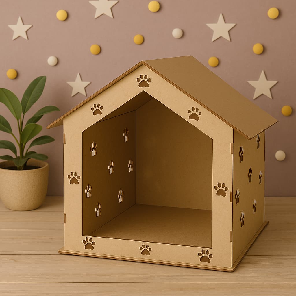 Casinha Para Pets Gato E Cachorro De Pequeno Porte Em Mdf Crú
