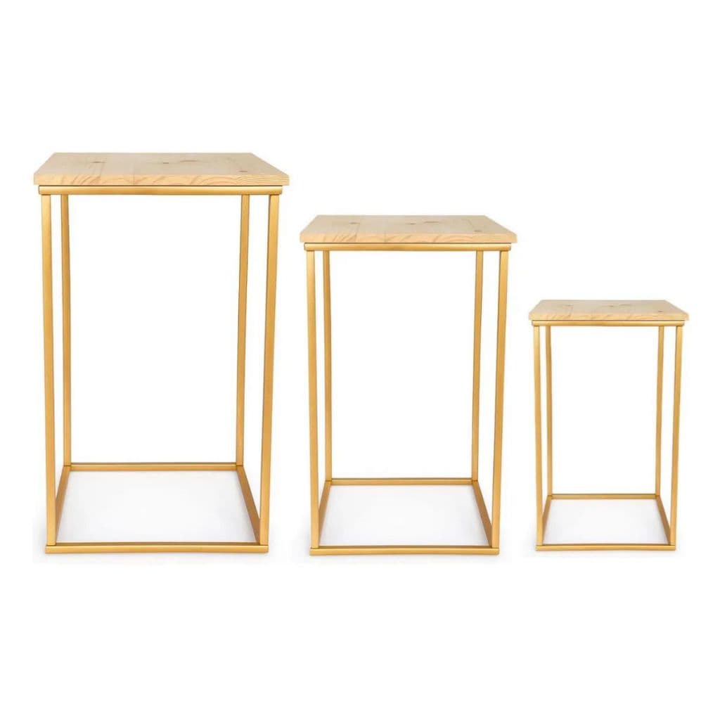 Trio mesa de ferro cubo Mesinha decoração desmontável