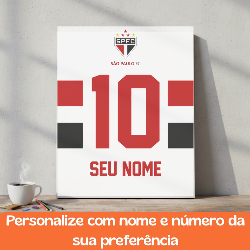 Quadro de Time Personalizado Com Nome e Número São Paulo SPFC 15x20 e 20x28 MDF