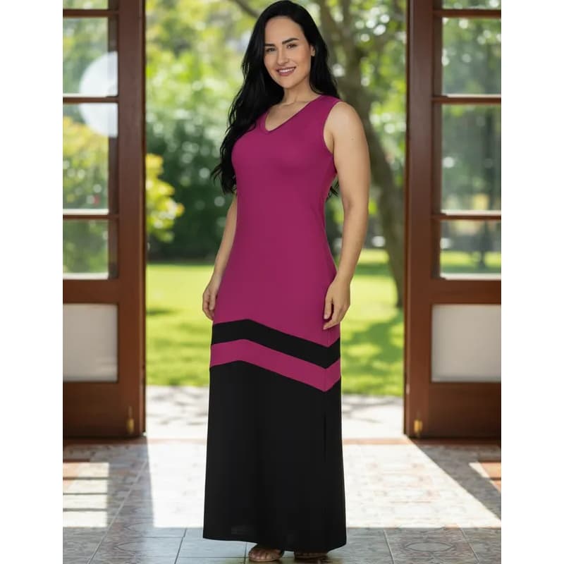 Vestido Longo Feminino Plus-Size, Alças largas, Soltinho, Casual Malha Viscolaycra, Confortável !!