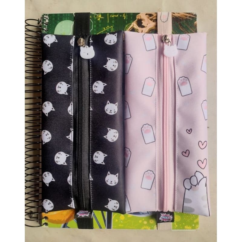 Estojo escolar com elástico para prender no caderno Gato / Gatinho / Animal / Bichinho / Pet