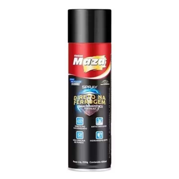 Spray Esm Sint Direto na Ferrugem Maza 400ml - Preto (cor lisa)
