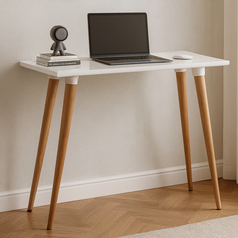 Escrivaninha de Luxo Mesa Minimalista Estudo com Pés de Madeira