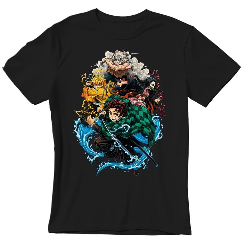 Camisa Demon Slayer Tanjiro Nezuko Zenitsu Inosuke Kitmetsu no Yaiba Camiseta de Animes 100% Algodão ENVIO RÁPIDO