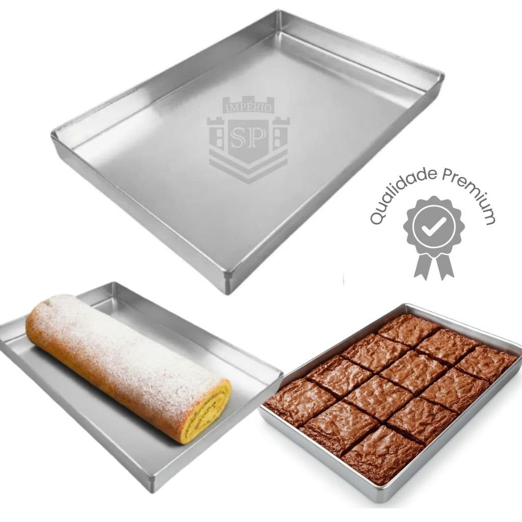 Forma Assadeira Rocambole Bicoito Bolo de Rolo Suspiro 40x30x2cm Aluminio