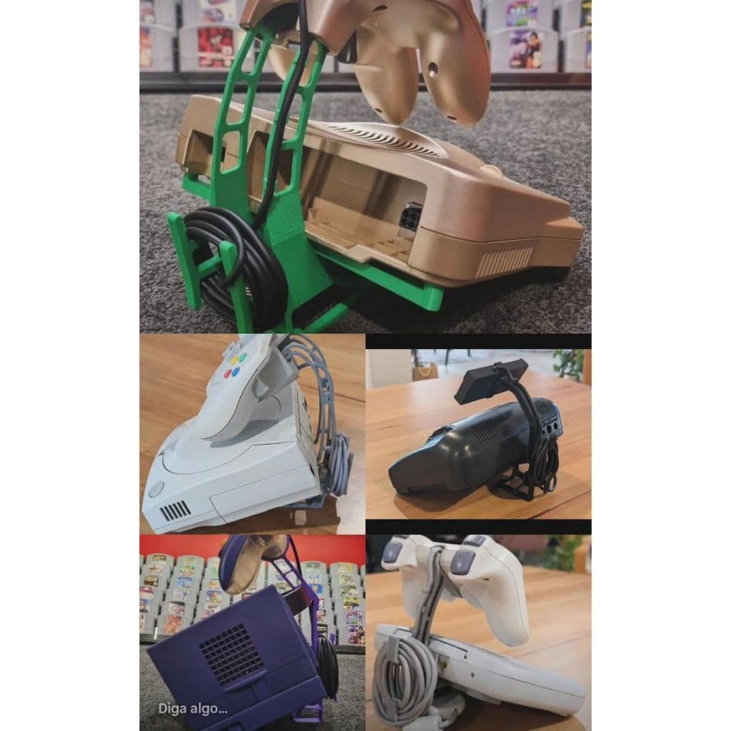 5 Suportes Retro (Nintendo 64, Sega Dreamcast, GameCube + Game Boy Player, Ps1 Slim, Master System)