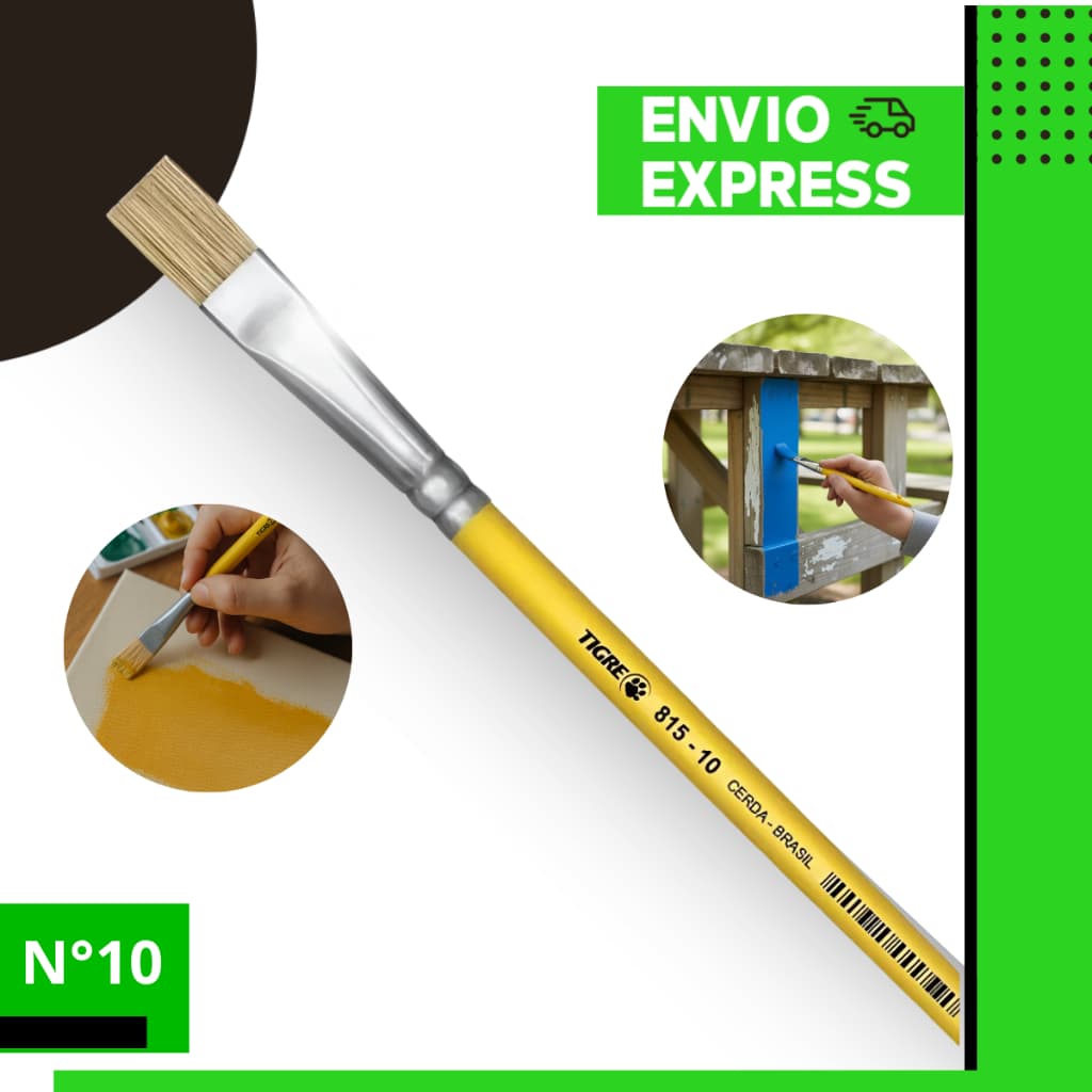 Pincel Artisitico Reto Chato 815 Cedas Naturais Tigre Profissional Pintura