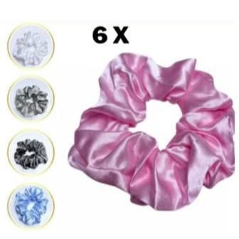 🎀 ELÁSTICO SCRUNCHIE DE CETIM / AVELUDADA– 6 UNIDADES! 💫