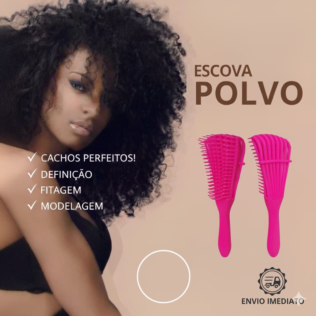 Escova  Polvo para Cabelos cacheados  Cachos  Pente  Fitagem - Ondulado