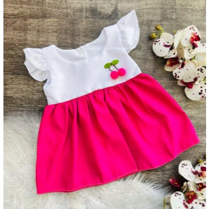 Vestido Princesa Cereja - Vestido para Bebes - Tamanho Único