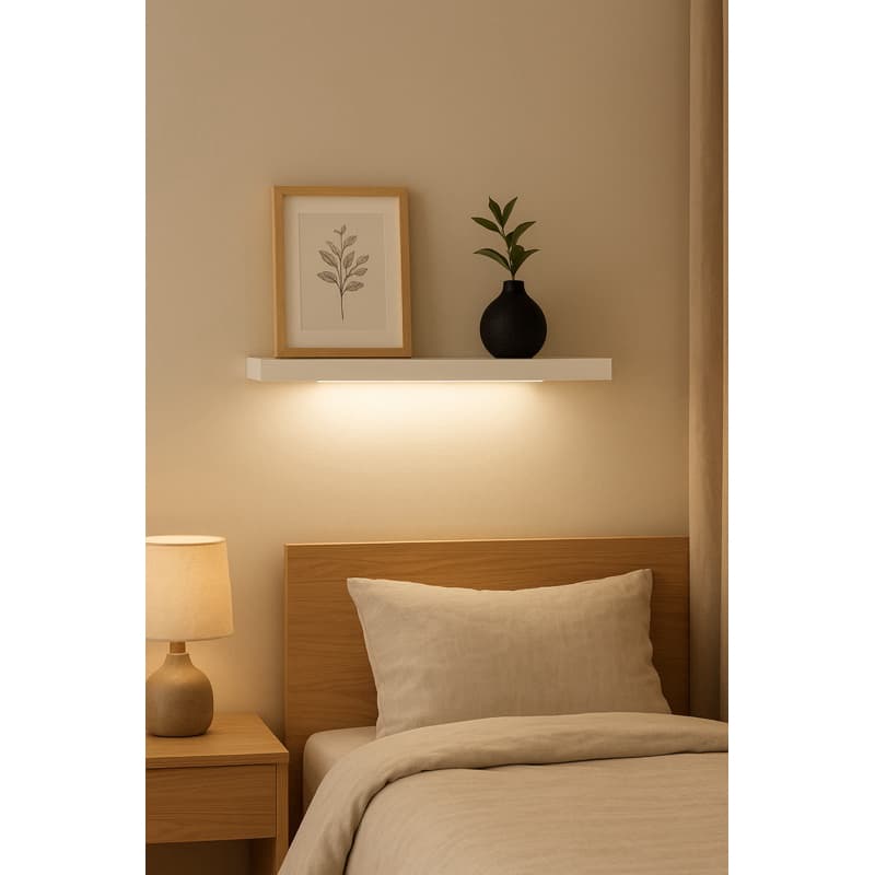 PRATELEIRA DE MDF 32mm COM LED EMBUTIDO DE SENSOR – SUPORTE INVISÍVEL – 1m ou 1,20m
