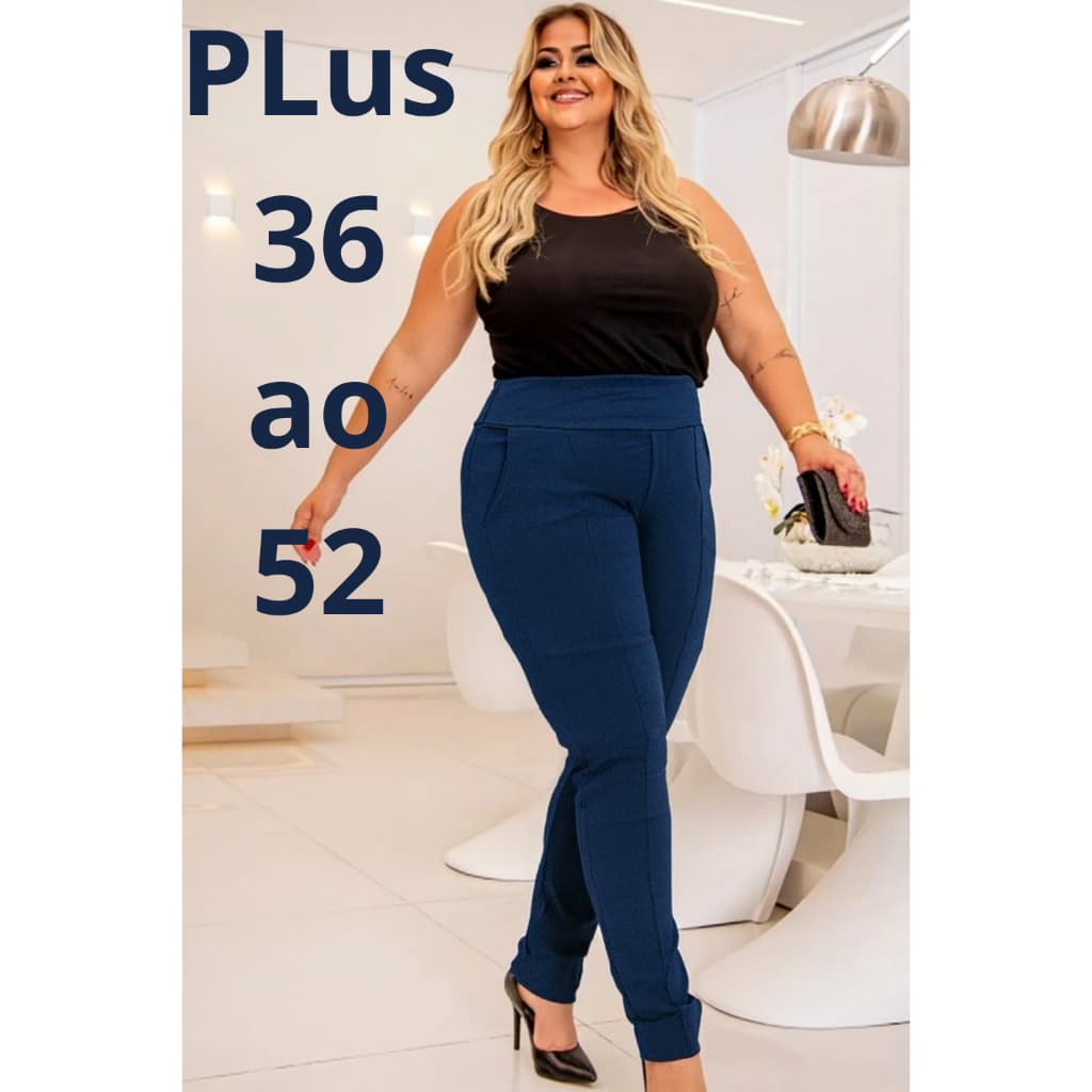 Calça Plus Size Feminina Alfaiataria Social Confortavel Moda Elegante 36 ao 52