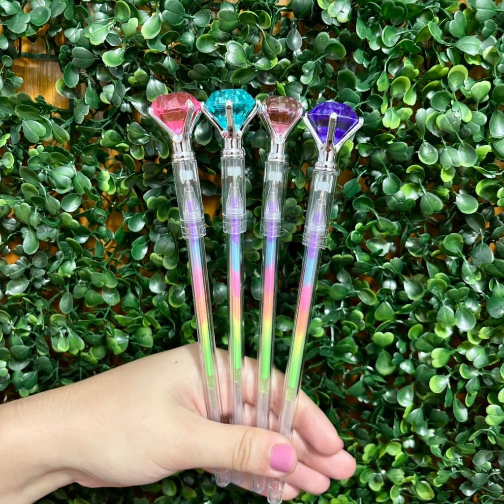 Kit 2/4/6 Canetas Gel Diamante Luxo Kawaii Papelaria criativa