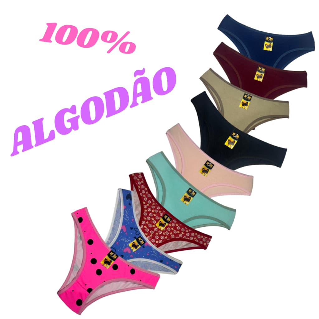 CALCINHAS kit 5 / 10 UNIDADES , KIT MODELO CONFORTO, 100% ALGODÃO  P, M, G, GG