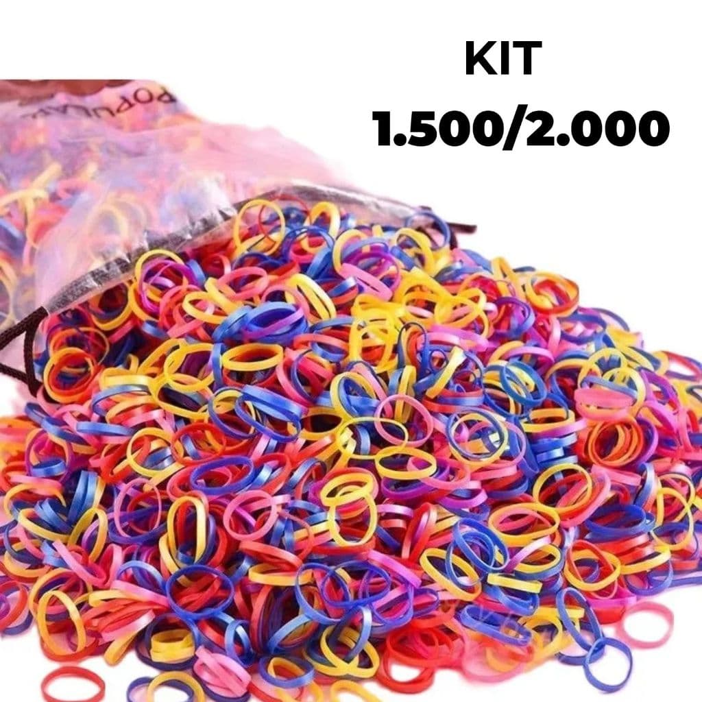 Kit 1.500/2000 Peças Bolsa Elástico De Cabelo Feminino Descartável Multicolorido