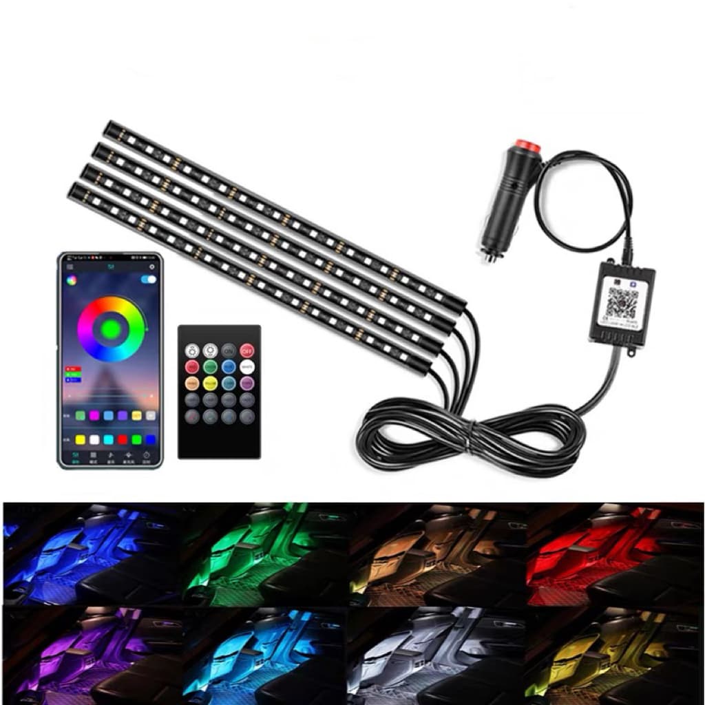 Led Neon  Luz Interno com Controle Acessórios Carro Tuning