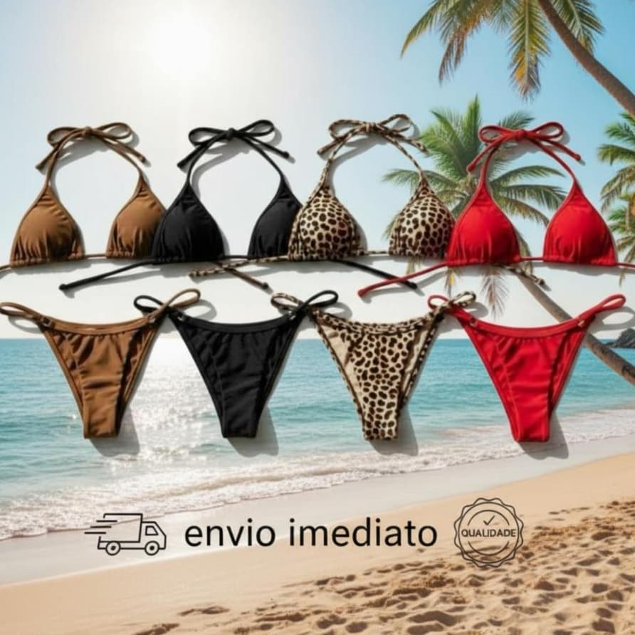 Biquíni Praia Marquinha de Fita Fio Dental Cortininha Verão Suplex