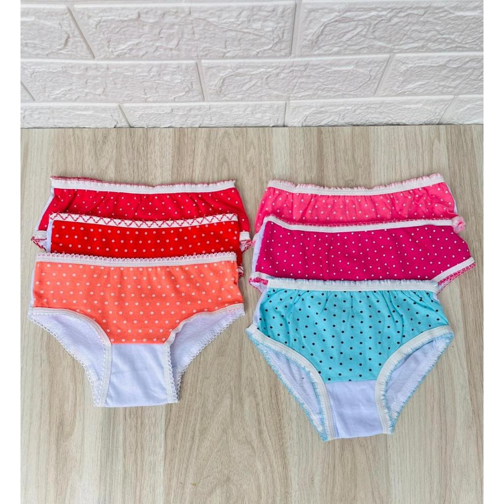 Kit 6 Calcinhas Infantil feminina, 100% algodão, forrada  LEVE 6 PAGUE 5 - ESTAMPAS SORTIDAS