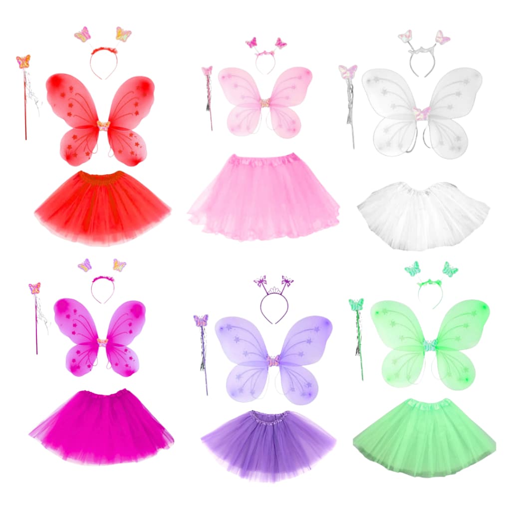 Kit Asa de Borboleta com Saia de Tule Infantil 4 Peças