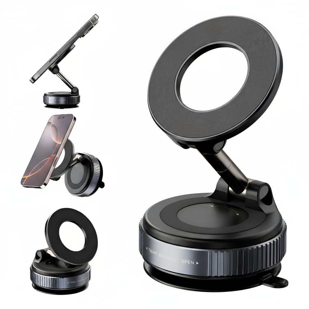 Suporte Magnético para Celular — Ventosa Forte, Ajustável, 360°, Compatível com Todos os Modelos