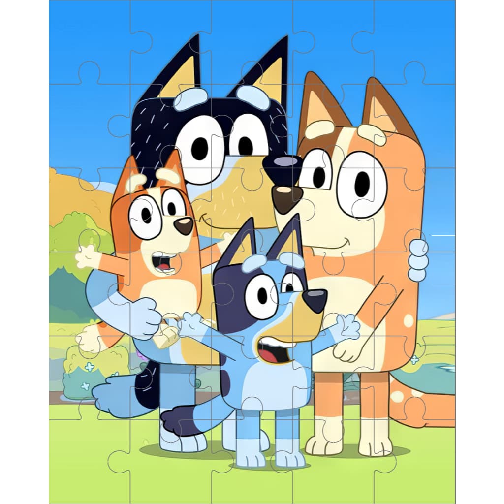 Quebra-Cabeça Bluey em MDF 3mm 20x25cm 30 Peças Grandes Educativo Divertido Perfeito para Presentear