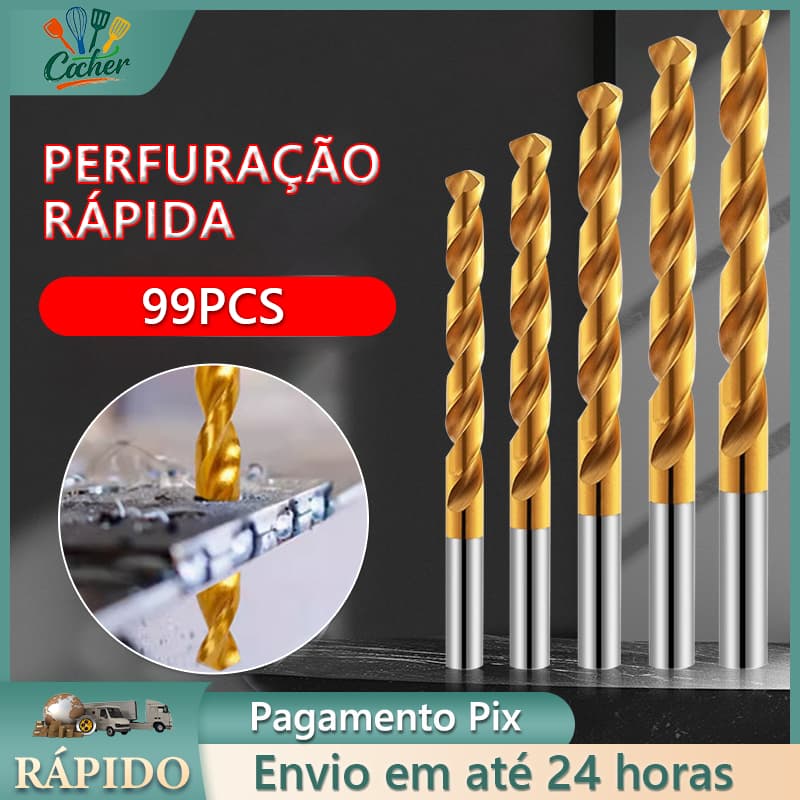 Conjunto de brocas de 99 peças, adequado para Metal e madeira