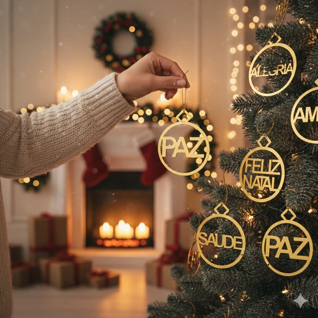 Kit 6 Bolas de Natal Acrílico Espelhado Dourado 6cm Enfeites Árvore Decoração de Natal