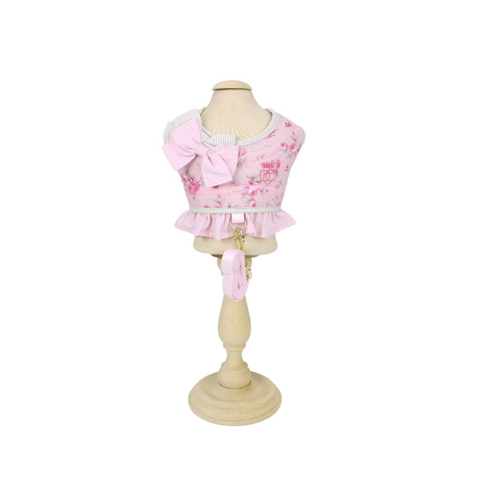 Colete Peitoral e Guia Pet Passeio Pata Chic Doce Flor - Rosa