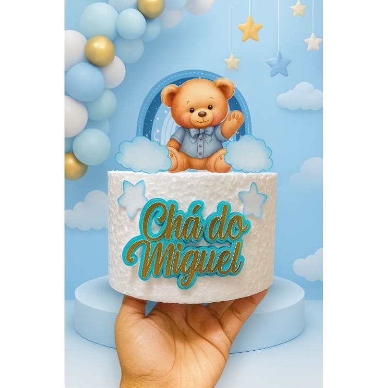 Topo de bolo chá de bebê/ Topper chá de bebê /Chá de bebê/ chá de bebê menino