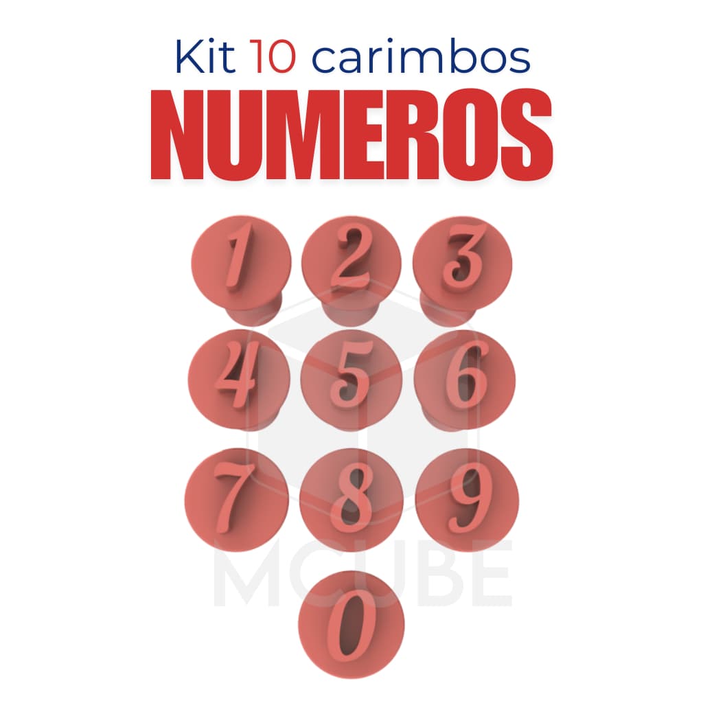 Kit com 10 Carimbos para Docinhos e Brigadeiros - Numeros 0 a 9