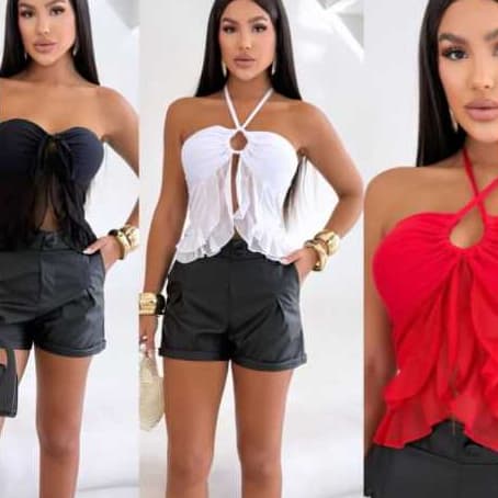 KIT cropped top blusinha tule feminina tendência candy color amarração moda