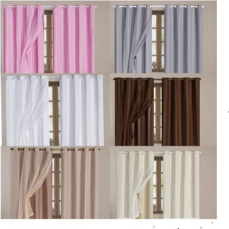 Cortina Blackout PVC Com Voil Liso 2,80 x 1,80 Janela Blecaute Bloqueia Luz