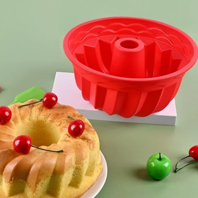 Forma De Silicone  Espiral Com Furo no Meio Para Bolo, Pudim, Manjar, Cozinha Culinária