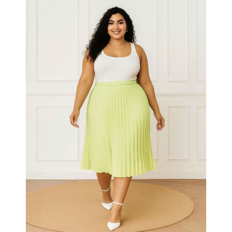 Saia MIDI Plissada Plus Size G1 G2 G3 Saia Forrada Moda Evangélica