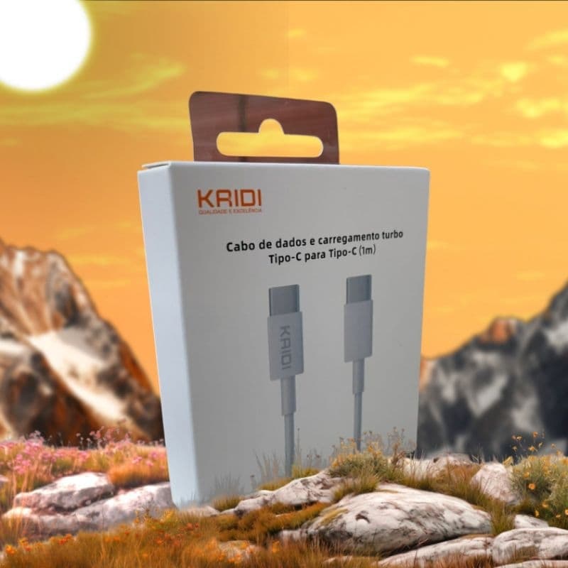 Cabo Tipo c Turbo USB-C Para Tipo C 2 Pontas 1 Metros original KAIDI Carregamento Rápido.