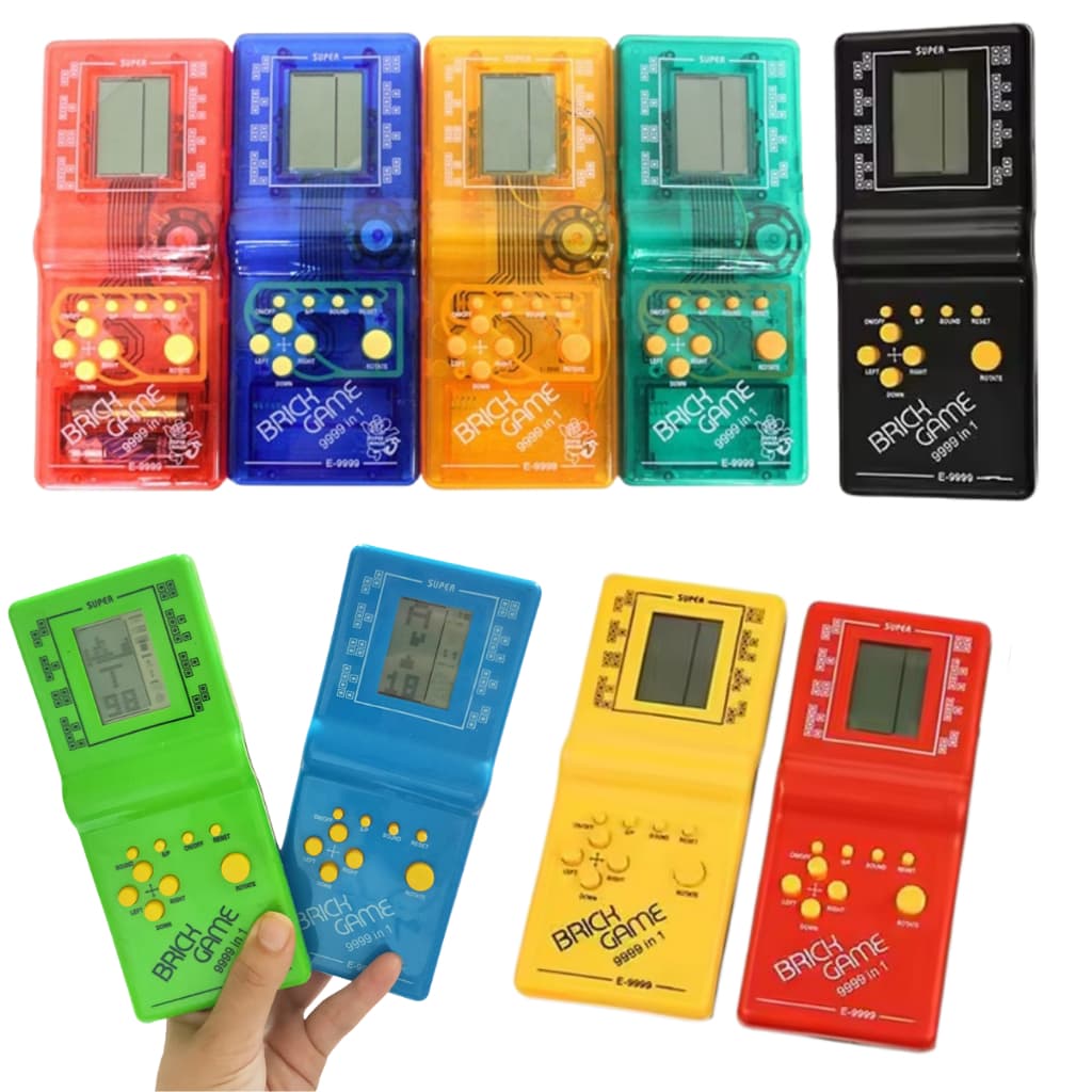 Mini Vídeo Game Retro De Bolso Portátil Com Jogos Clássico 9999 em 1 Cobra Tétris Cores Sortidas