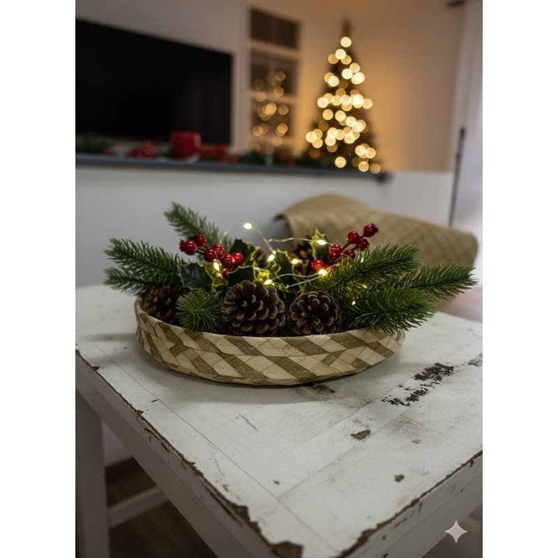 Peneira de Palha para Decoração de Natal, Centro de Mesa, Oraganizaçao.