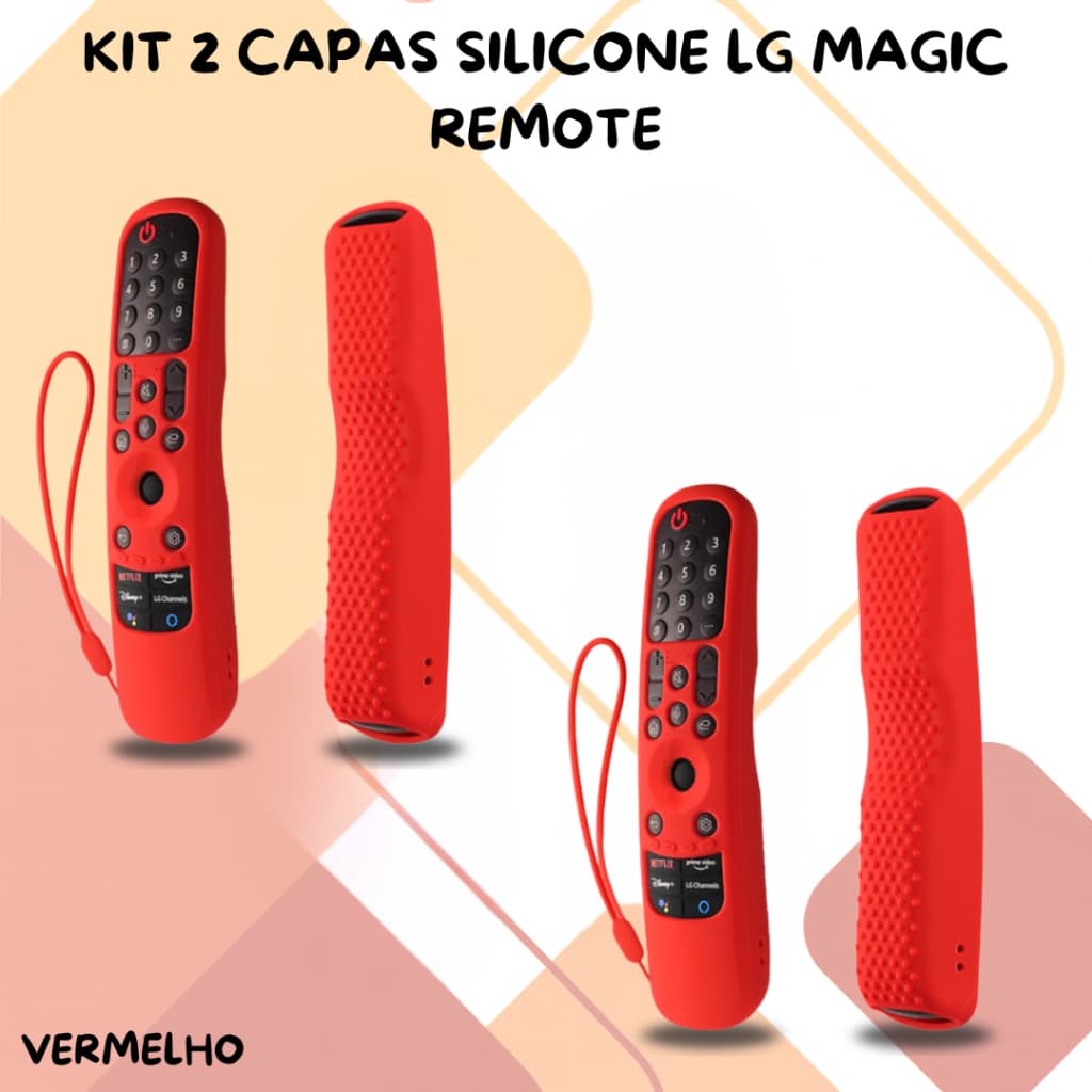 Kit 2 Capas Silicone p/ Controle LG Magic Remote – Encaixe Exato e Resistente Vermelha