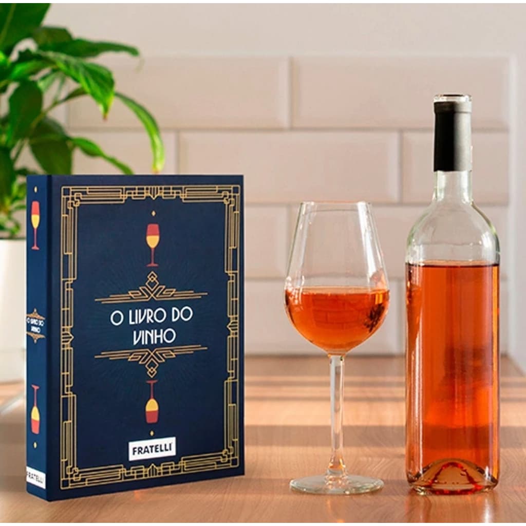 Kit Vinho 5 Peças Livro Sommelier com Saca-Rolhas Anel Tampa e Cortador