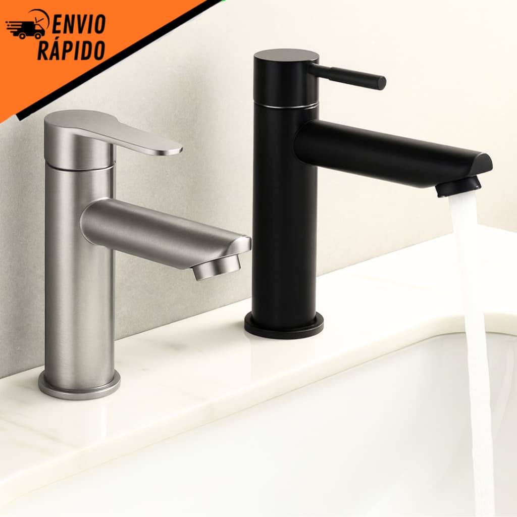 Torneira Bacia em Aço Inox e Preta 304 Torneira Bacia Inox Torneira Banheiro Cromada 1378