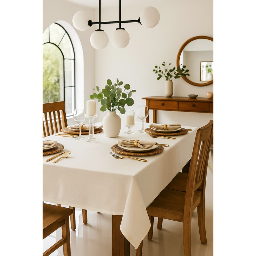 Toalha de Mesa Linho Rústico 4 6 8 e 10 Lugares Retangular Grande Cozinha Sala de Jantar Gourmet Mesa Posta