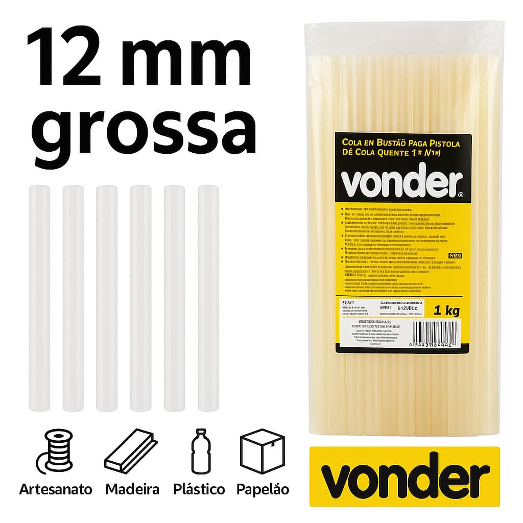 Cola Quente em Bastão para pistola de cola  12mm  Grosso – Artesanato e Reparos